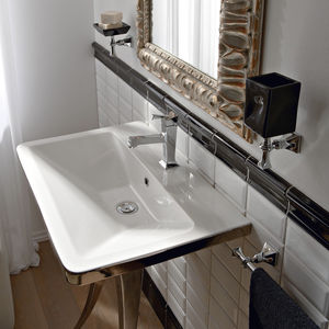Wand-Waschbecken / rechteckig / Keramik / modern