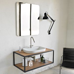 Einbauwaschbecken / rechteckig / Keramik / modern