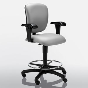 Stoff-Bürohocker / Leder / Objektmöbel / mit Rollen