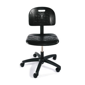 Metall-Arbeitshocker / Kunststoff / mit Rollen / schwarz