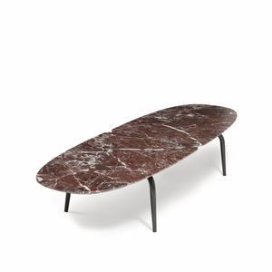 moderner Couchtisch / Stahl / Marmor / mit Fußgestell aus bemaltem Stahl