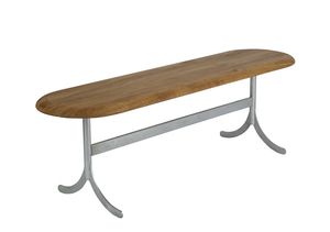 moderne Bank / verzinkter Stahl / aus Eiche / für Bar