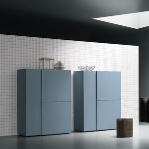 hohes Sideboard / modern / lackiertes Holz / blau