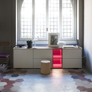 modernes Sideboard / lackiertes Holz / weiß