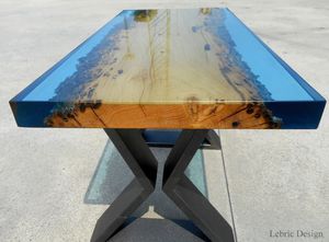 moderner Couchtisch / Holz / aus Harz / rechteckig