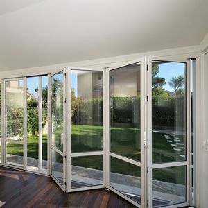 Schiebe-Stapel-Glaswand / faltbar / Aluminium / Doppelverglasung