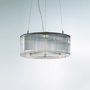 moderner Lüster / Edelstahl / Glas / LED
