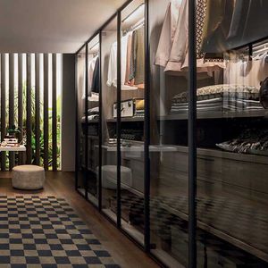 wandmontierter Kleiderschrank / modern / Glas / Melamin