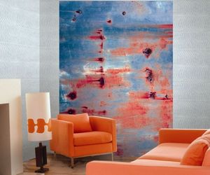 moderne Tapete / Motiv / himmelblau / rot