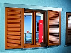 Schiebe-Fensterläden / Aluminium / mit Jalousie