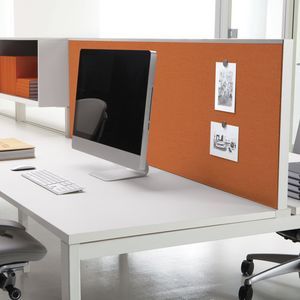 Tisch-Bürotrennwand / Glas / Holz / Metall