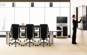 moderner Besprechungstisch / aus MDF / Laminat / rechteckig
