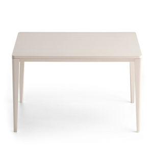 moderner Tisch / Laminat / mit Fußgestell aus Holz / rechteckig