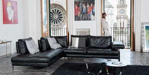 Ecksofa / modern / Leder / schwarz