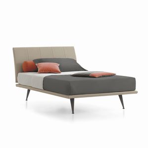 Doppelbett / Einpersonen / modern / gepolstertes Kopfteil