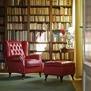 Chesterfield-Sessel / Leder / mit Fußstütze / Bergère -Stil