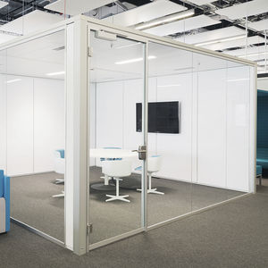abnehmbare Trennwand / Glas / Aluminium / für Großraumbüros