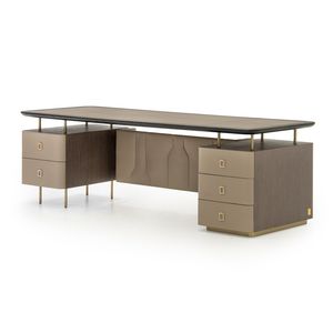Chefschreibtisch / Massivholz / Leder / modern