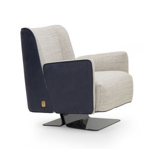 moderner Sessel / Stoff / Leder / Titan