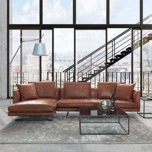 Ecksofa / modern / Stoff / Leder
