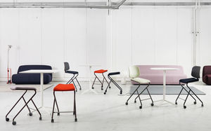 Leder-Arbeitshocker / Stahl / Stoff / Polster