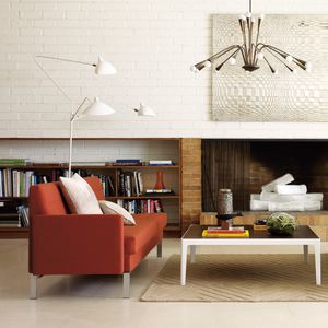 modernes Sofa / Stoff / Leder / Stahl