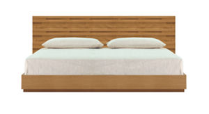 Garten-Bett / Doppelbett / modern / mit integriertem Nachttisch / aus Teakholz