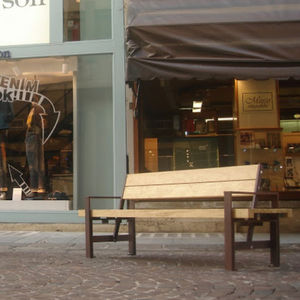 Parkbank / klassisch / Holz / verzinkter Stahl