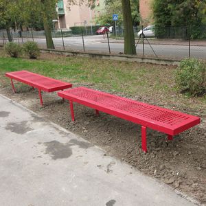 Parkbank / modern / verzinkter Stahl / mit Armlehnen