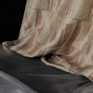 Gardinenstoff / mit geometrischem Muster / Polyester / Leinen