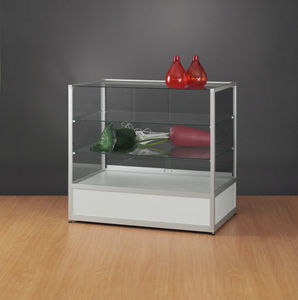 moderne Vitrine / Glas / Holz / anodisiertes Aluminium