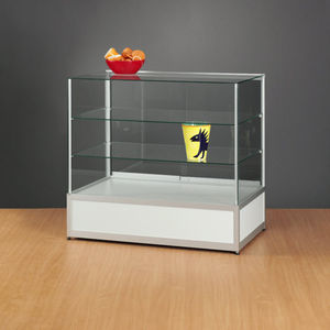 moderne Vitrine / Glas / Holz / anodisiertes Aluminium