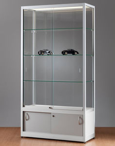 moderne Vitrine / Glas / Holz / anodisiertes Aluminium
