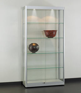 moderne Vitrine / Glas / Holz / anodisiertes Aluminium