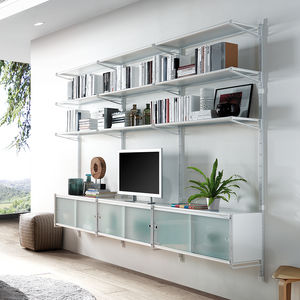 Modul-Bibliothek / wandmontiert / modern / Metall