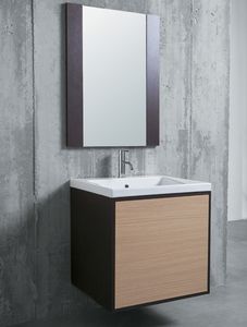 hängender Waschtisch-Unterschrank / Holz / modern / mit Spiegel