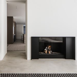 Geschlossene Feuerstelle / Holz / 1 Sichtseite / Metall / Glas