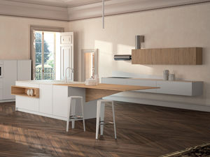 moderne Küche / Holz / Kochinsel / lackiert