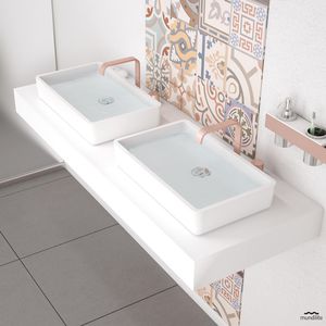 doppeltes Waschbecken / Aufsatz / rechteckig / Mineralwerkstoff