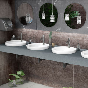 Halbeinbauwaschbecken / rund / Mineralwerkstoff / modern