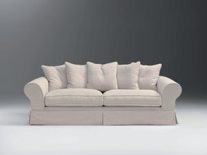 klassisches Sofa / Stoff / 2 Plätze / grau
