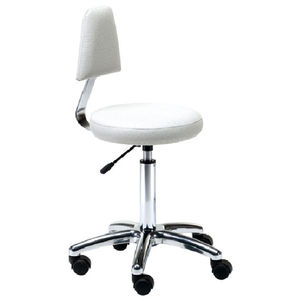 moderner Hocker / poliertes Aluminium / Kunstleder / für Schönheitssalon