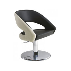 moderner Friseurstuhl / Kunstleder / zentrales Fußgestell / mit Hubhydraulik