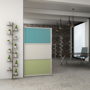 bodenstehende Bürotrennwand / aus Methacrylat / Aluminium / modulierbarer