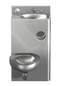 freistehendes WC / Edelstahl / all-in-one-System mit Handwaschbecken / für Öffentliche Sanitäreinrichtungen