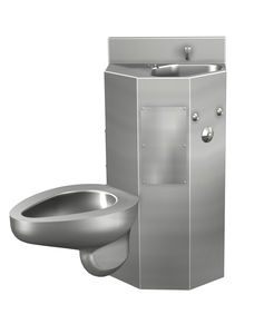 freistehendes WC / Edelstahl / all-in-one-System mit Handwaschbecken / für Öffentliche Sanitäreinrichtungen