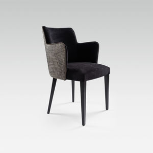 moderner Sessel / Stoff / Leder / aus Buche
