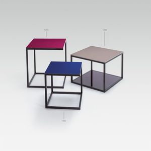 moderner Couchtisch / Metall / Laminat / quadratisch