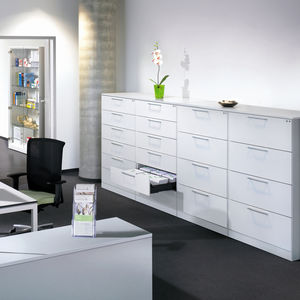 niedriger Aktenschrank / Stahl / mit Schubladen / modern