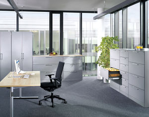 Aktenschrank mit Schubladen / niedrig / Stahl / modern